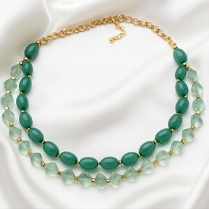 Statement Gold Layered Beaded Necklace with Multicolor Beads – Fashion Jewelry